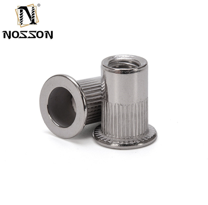 Zinc Plated DIN Standard M3 M4 M5 M6 M8 M10 M12 Flat Head Knurled Threaded Insert Rivet Nut for Metric Measurement System