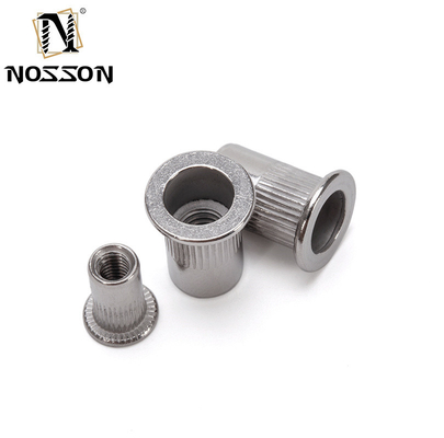 Zinc Plated DIN Standard M3 M4 M5 M6 M8 M10 M12 Flat Head Knurled Threaded Insert Rivet Nut for Metric Measurement System
