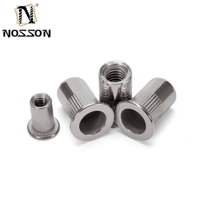 Zinc Plated DIN Standard M3 M4 M5 M6 M8 M10 M12 Flat Head Knurled Threaded Insert Rivet Nut for Metric Measurement System