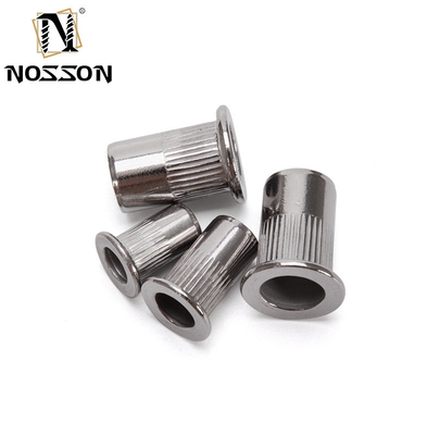 Zinc Plated DIN Standard M3 M4 M5 M6 M8 M10 M12 Flat Head Knurled Threaded Insert Rivet Nut for Metric Measurement System