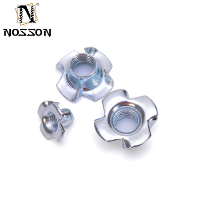 Imperial Measurement System Steel M6 Four Claws Barrel Nut Blind Pronged T Nuts for Furniture Tee Threaded Insert Nut M5