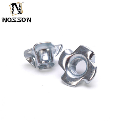 Imperial Measurement System Steel M6 Four Claws Barrel Nut Blind Pronged T Nuts for Furniture Tee Threaded Insert Nut M5