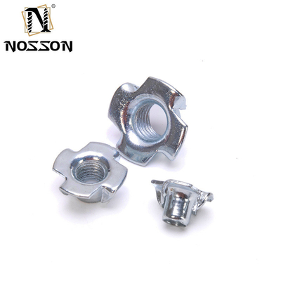 Imperial Measurement System Steel M6 Four Claws Barrel Nut Blind Pronged T Nuts for Furniture Tee Threaded Insert Nut M5