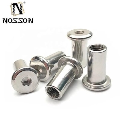 M6 M8 Stainless Steel Flat Hex Socket Head Furniture Rivet Connector Insert Joint Sleeve Cap Nut for Furniture Fastening