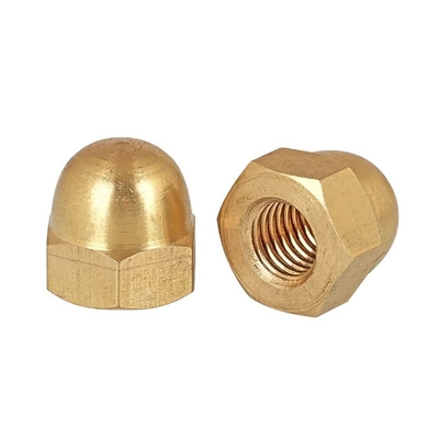 Water Treatment DIN Standard Yellow Coating Brass Finish Zinc Flake Coated Hex Cap Nut Acorn Nut with Hexagon Dome Cap