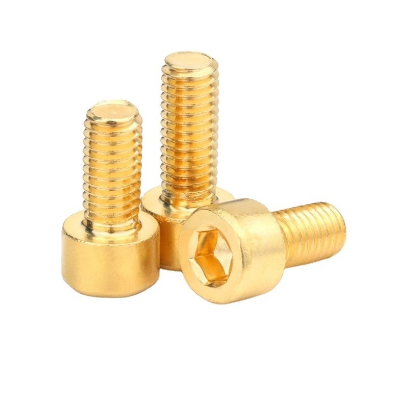 Highly Durable Custom Threads Brass Micro Hexagon Socket Head Screw with Plain Finish and ROUND Head Style