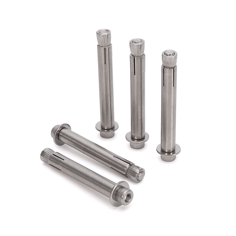 Bright Finish SS304 Hexagon Built-in Sleeve Expansion Screw for Concrete Anchor Installation Longer Life TiCN Coating