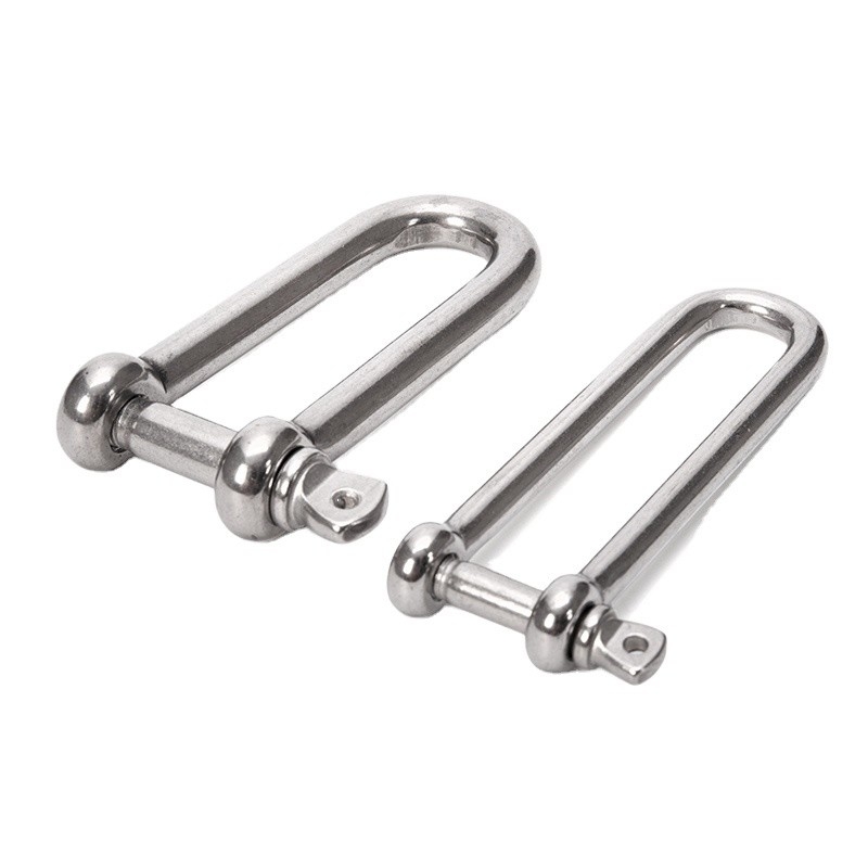 Polished Heavy Industry Stainless Steel 304/316 Dee Shackle Adjustable U/D Anchor Shackle Safety Captive Pin Long D Shackle
