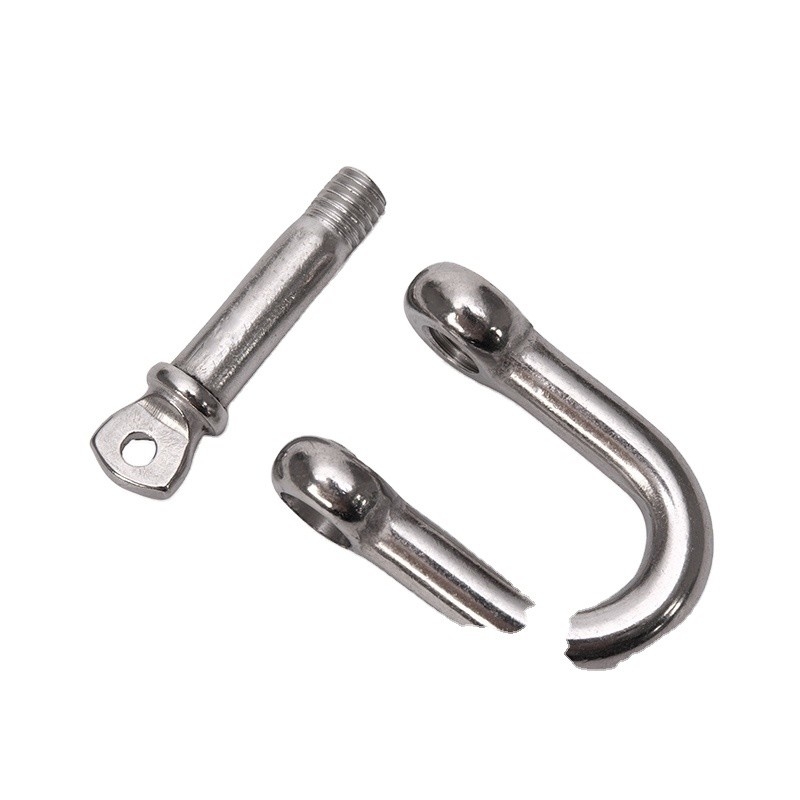 Polished Silver D Shackle for Heavy-Duty Applications in Stainless Steel 304/316 M4-M16 with Finish and Screw Collar Pin