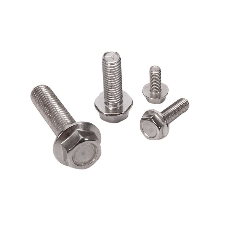 Grade Carriage Bolts Sliver Stainless Steel Hexagon Flange Head Fully Threaded for Fixing and Grade A2-70/A4-80/304/316