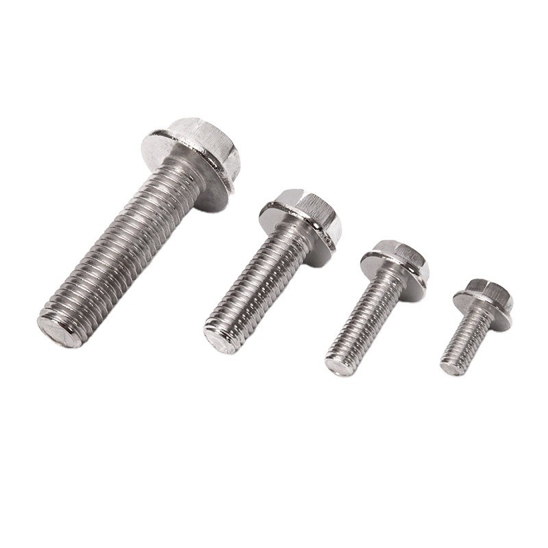 Durable DIN Standard 304 Stainless Steel Anti Slip Toothed Flange Screw with External Hexagonal Washer Bolt Plain Finish