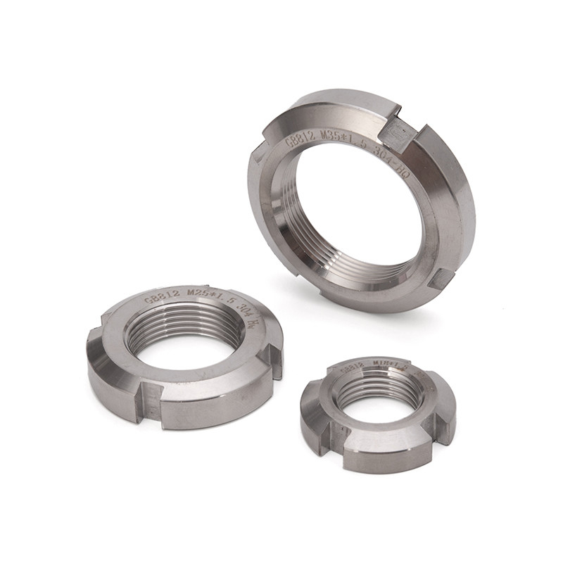 Metric Measurement System 304 Stainless Steel Round Lock Coupling Knurled Slotted Hex Flange Nut for Automotive Industry