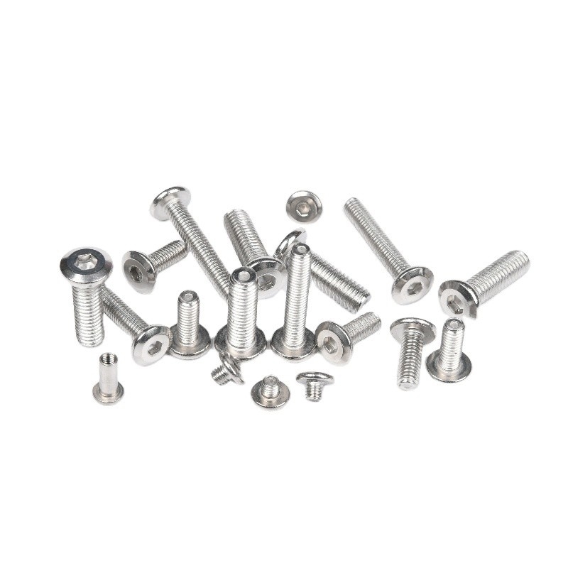 Stainless Steel Furniture Screw with Bevel Corner Chamfer Flat Round Head Hexagon Socket M1.6 M2 M2.5 M3 M4 M5 M6 M8 M10 M12 M14 M16 M20