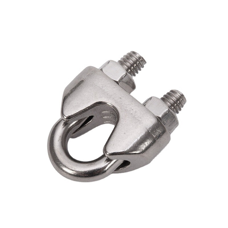 304 Stainless Steel Stocked 4.6mm DIN741 Wire Rope Clip for Double Pipe Clamps Metric Measurement System OEM Customized