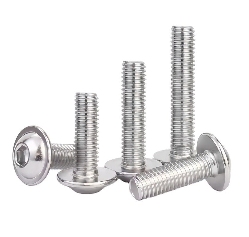 304 Stainless Steel Hex Hexagon Socket Round Button Flange Head Screw Bolt with Washer Collar Plain Finish ISO Certified