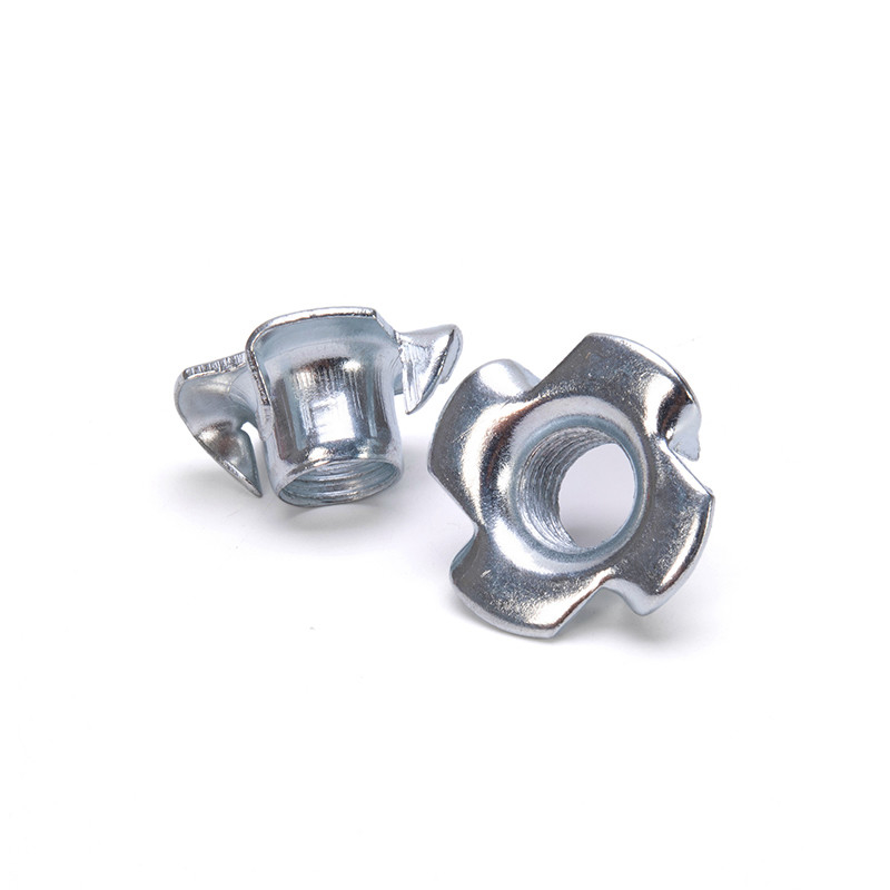 Four-jaw Nut Tee Threaded Insert Nut for Furniture Metric Measurement System Chrome Plated Finish M3 M4 M5 M6 M8 M10 M12