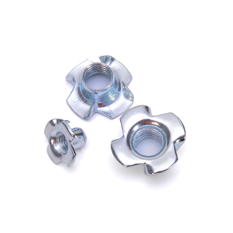 High Quantity Normal White M8 Four Claw Full-thread Hook Iron Sheet T-nut Insert for Furniture in Automotive Industry