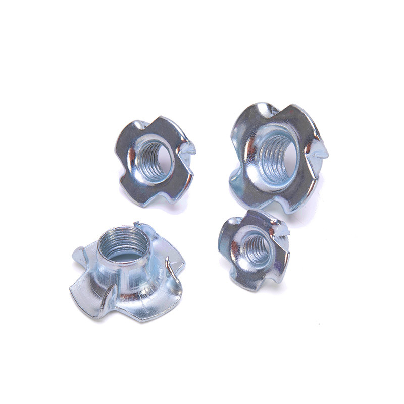 Furniture Hardware Four Claws Nut Speaker Nut T-nut Blind Pronged Tee Nut with Chrome Plated Finish Stainless Steel