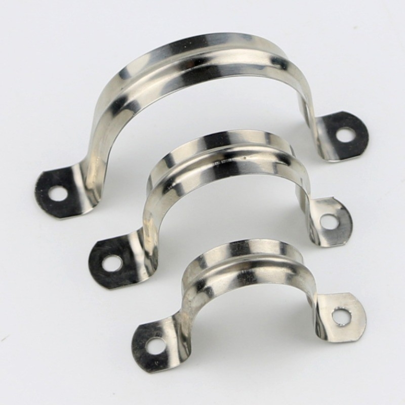 Stainless Steel 16mm Two Hole Cable Saddle Pipe Clamp with Plain Surface and Customized ODM Assistance