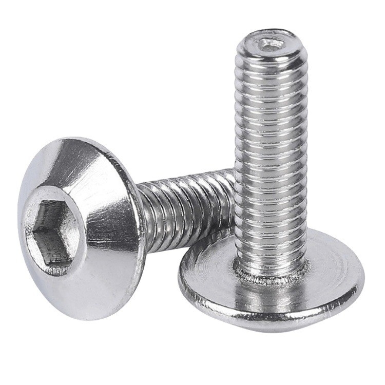 Metric M6 *12 Umbrella Head Hex Socket Screw with Chrome Plated Finish and INCH Measurement System JIS Standard