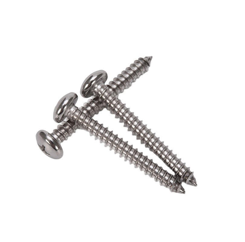 Metric Stainless Steel 304 Pan Head Tapping Screw Sheet Metal Screw with Cheese Head and Chrome Plated Finish Din 7981