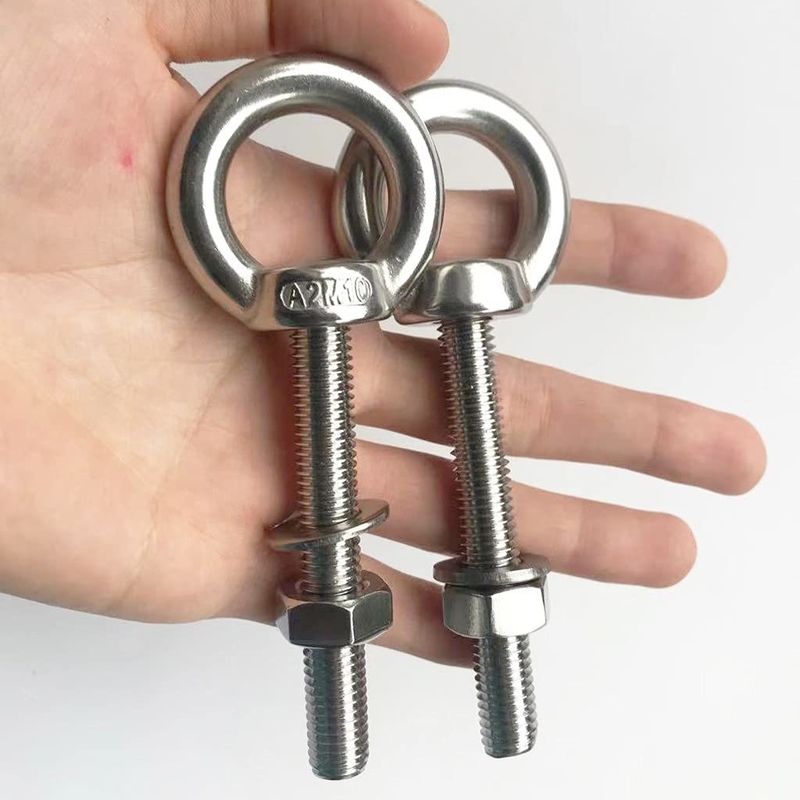 JIS Standard Corrosion-Resistant Stainless Steel Thread Lifting Ring Shoulder Eye Bolts 3/8&quot; X 2.75&quot; with Nuts and Washer