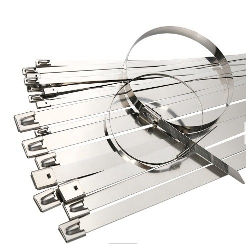 Industrial Standards White Stainless Steel Cable Locking Zip Ties Width 7.9mm for Wire Security and Organization