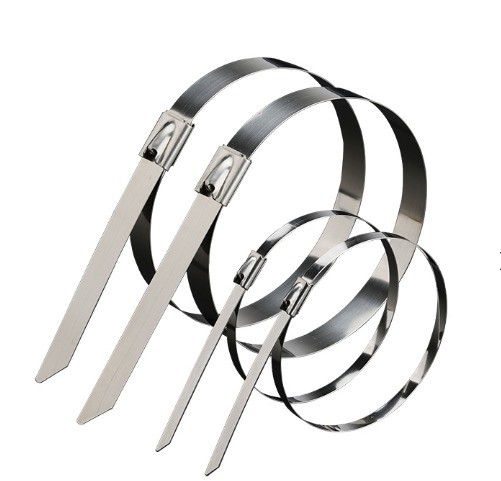 Instock PVC Coated SS304/316/201 Heavy Duty Clamp Self Stainless Steel Cable Tie with Plastic Sprayed Ball Metal 100PCS