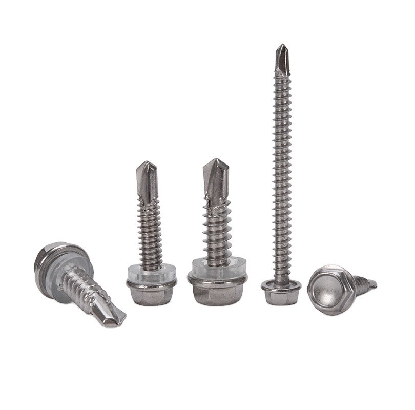 5/16 M8 Galvanised Hex Head Self Drilling Roofing Screws Metric Stainless Steel Tek Screws With Rubber Washer For Roofing