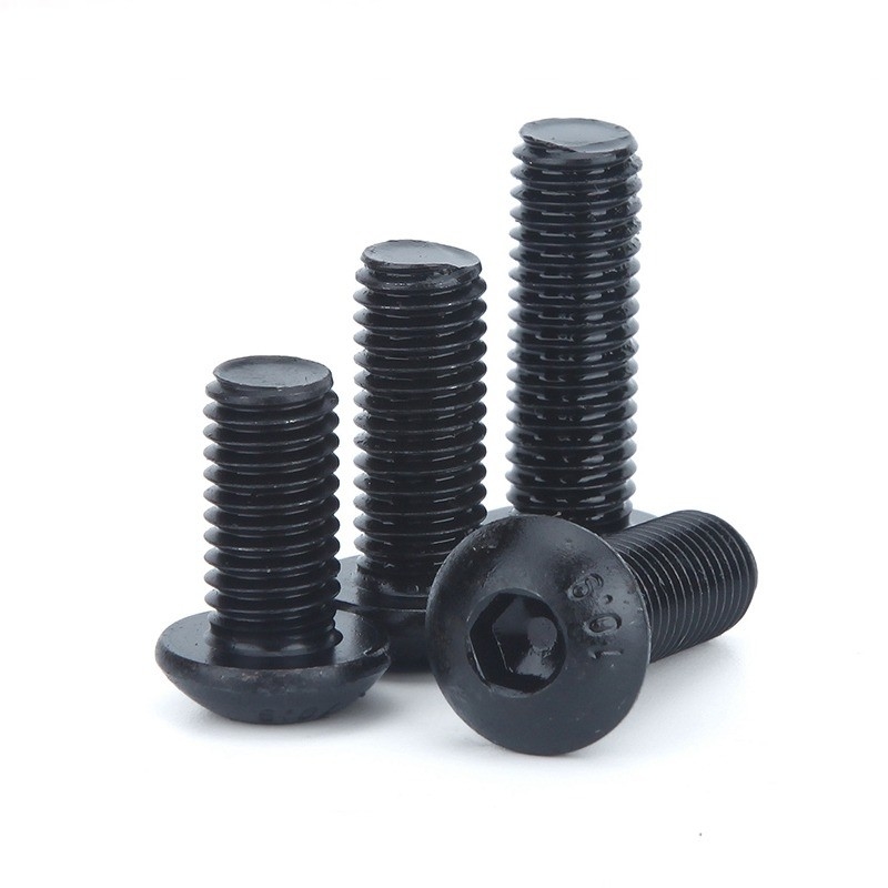ISO Standard Pan Head 1/4-20*1/2 inch Grade 12.9 Black Hexagon Socket Screw with Full Thread and Hexagon Drive
