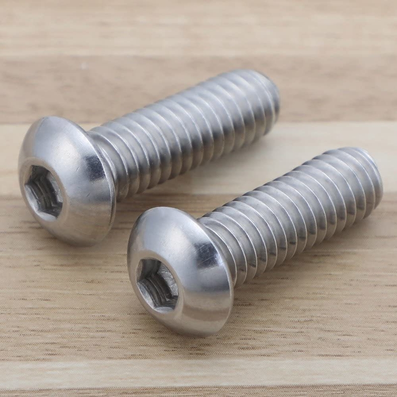 1/4-20 x 1/2 Inch Button Head Socket Cap Bolts 18-8 Stainless Steel 304 Plain Finish Full Thread Allen Hex Drive Pan Head
