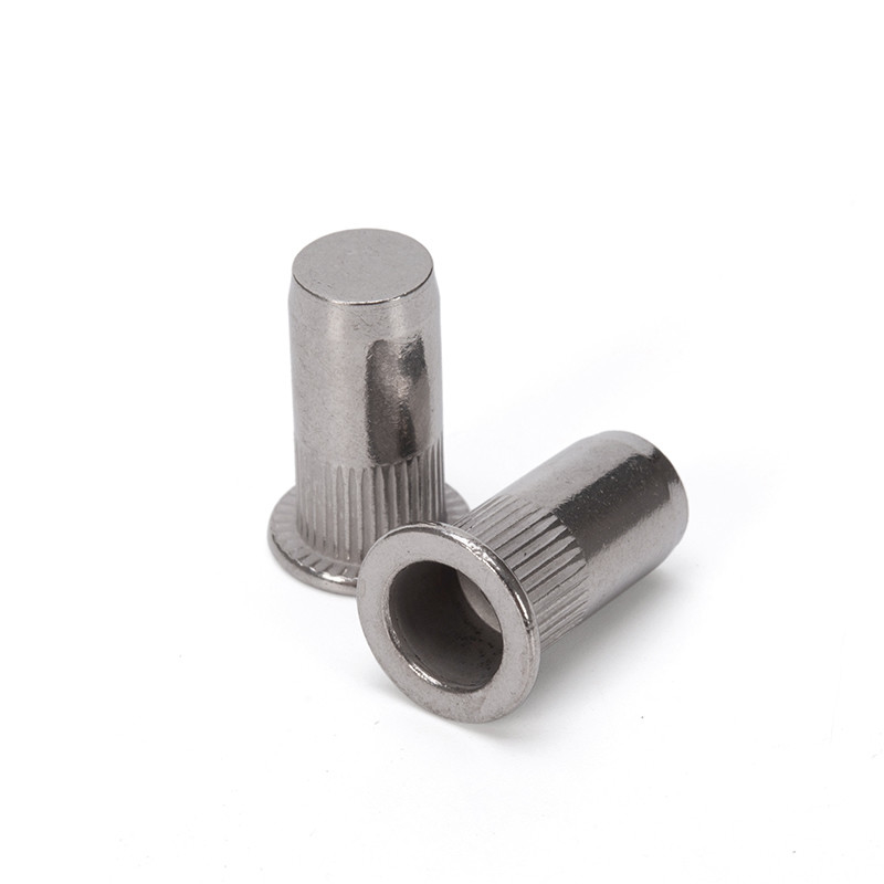 Plain Finish Close End Flat Head Knurled Rivet Nut M8 M10 for Heavy Industry and Corrosion Resistant SS304 Material