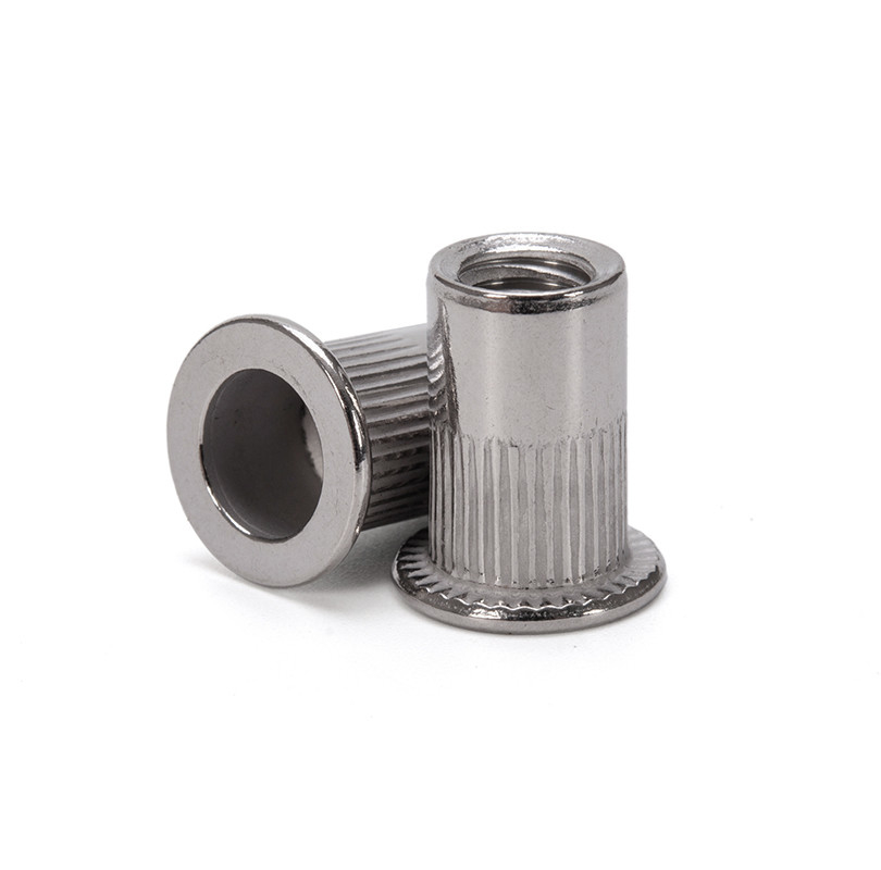 Zinc Plated Knurled Body Rivet Nut for Fasteners and Bolts in Flat Head Threaded Insert Nuts Made of 304 Stainless Steel