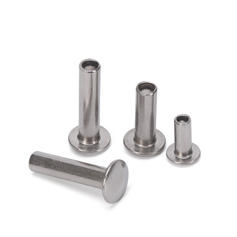 Uncoated Bright Finish Semi-Tubular Stainless Steel Hollow Rivet with Customized Flat Head and DIN Standard in M2.5-M6.3