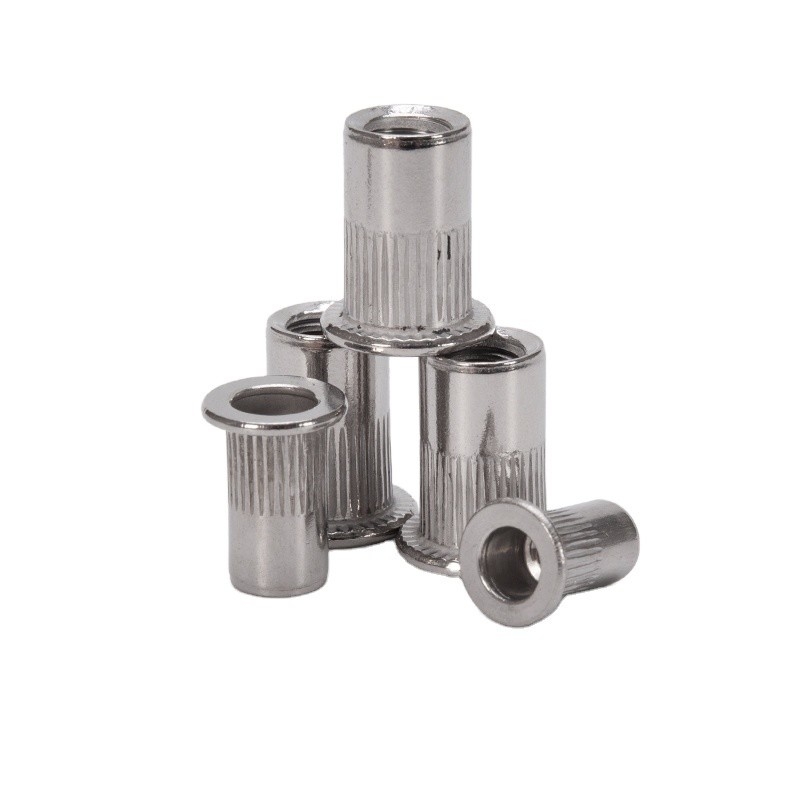 Zinc Plated DIN Standard M3 M4 M5 M6 M8 M10 M12 Flat Head Knurled Threaded Insert Rivet Nut for Metric Measurement System