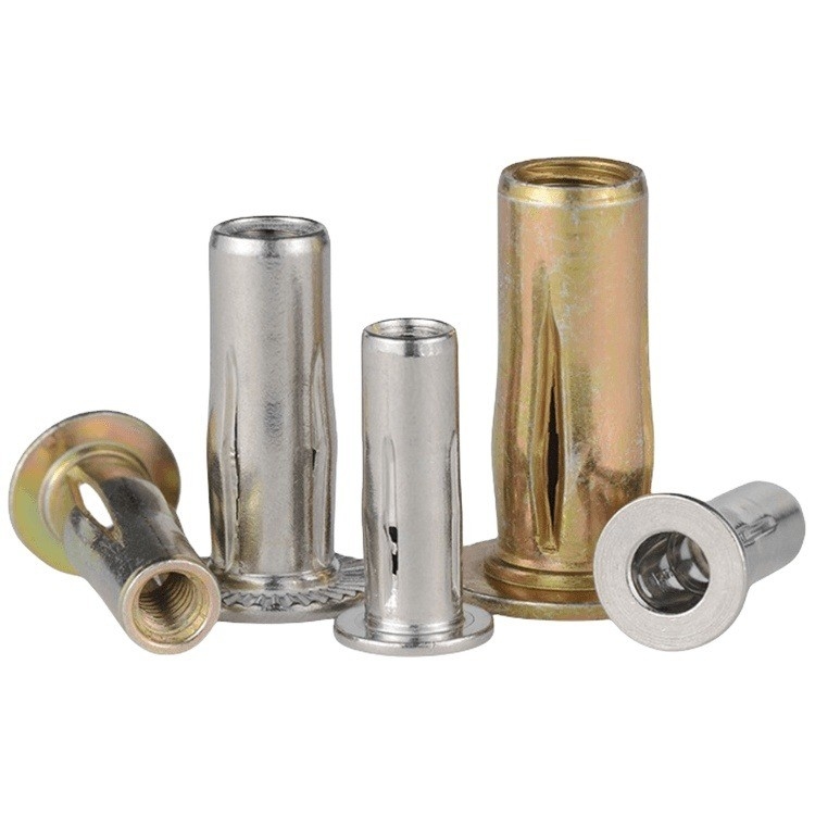 Customizable DIN Standard Stainless Steel/Carbon Steel Automotive Parts Slotted Expansion Rivet Nut for Galvanized Finish