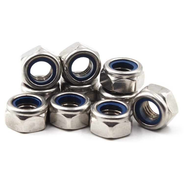 304 Stainless Steel Metric Hex Lock Nut M5 Nylon Insert for DIN Standard and Imperial Inch Measurement System