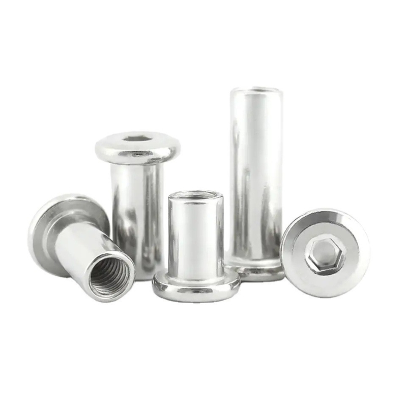 M6 M8 Stainless Steel Flat Hex Socket Head Furniture Rivet Connector Insert Joint Sleeve Cap Nut for Furniture Fastening
