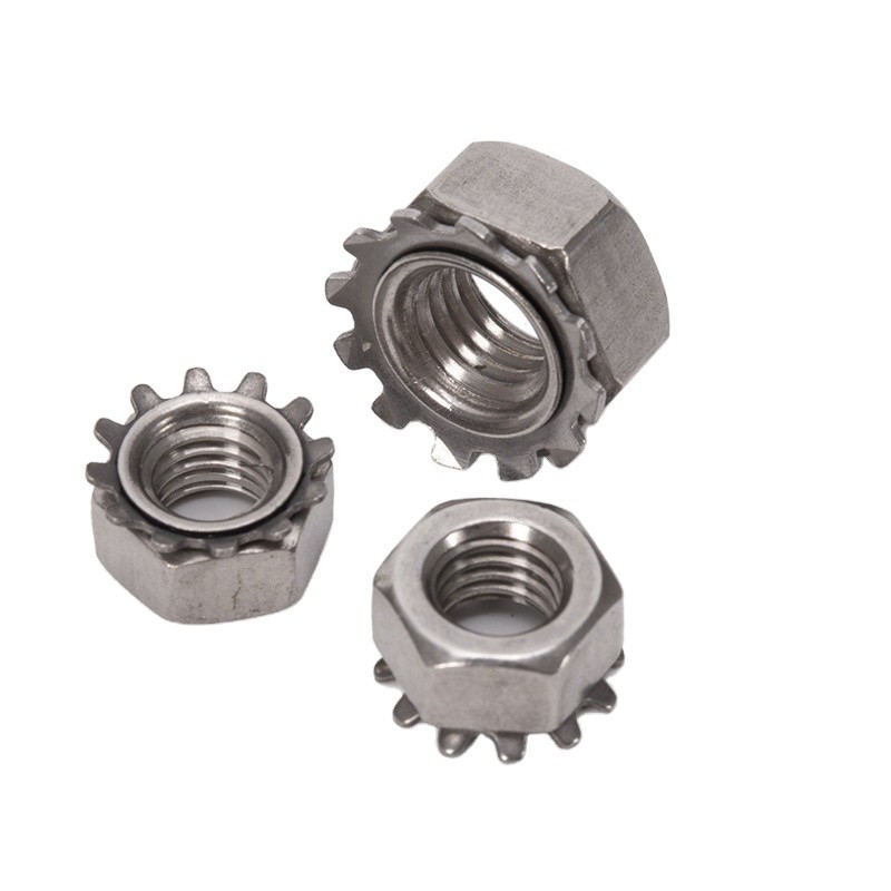 Food and Beverage Manufacturing Equipment GB Standard SUS304 K-Lock Nut Hex Nut with External Teeth Washer