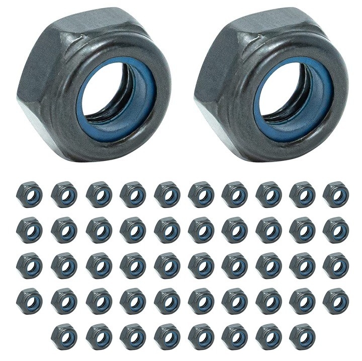 JIS Standard Self Threading M6 Hex Nuts with Anti-Vibration Nylon Lock Inserts Stainless Steel 201/304/316 Black Oxide Finish